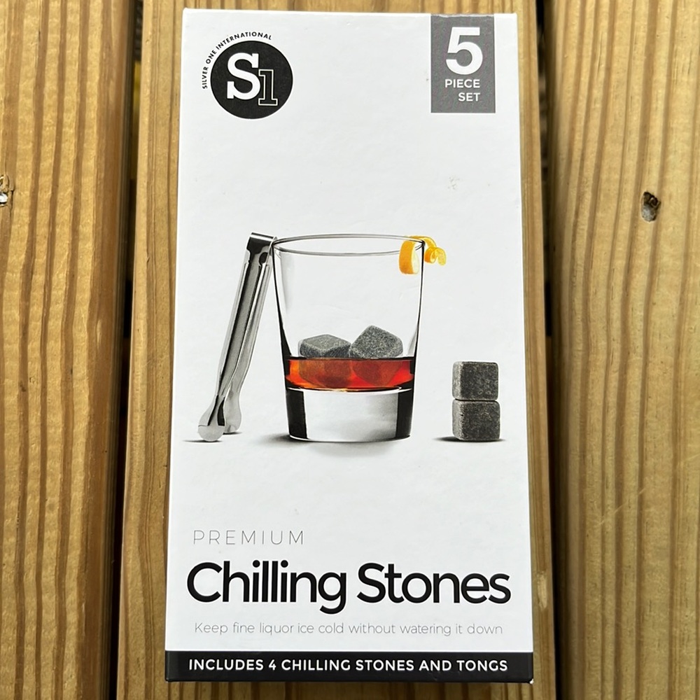 Silver One International Premium Chilling Stones and Tongs Box Set NWOT